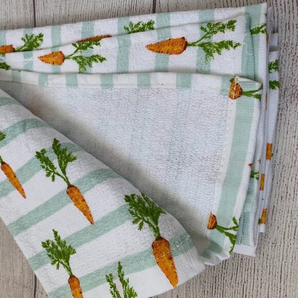 Martha Stewart Striped Carrot Kitchen Hand Towel Set of 2 16x24" Cotton - Picture 6 of 9